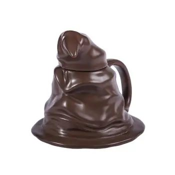 

New 350mL Brown 3D Magic Hat Coffee Mugs With Cover And Handle Unique Quirky Creative Cups Child Gift