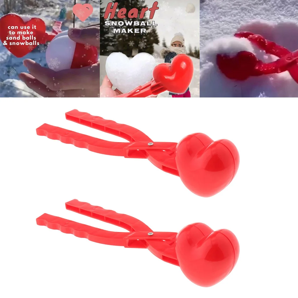 2x Heart Shape Snow Ball Maker Kids Children Outdoor Snowball Sand Mold Toys