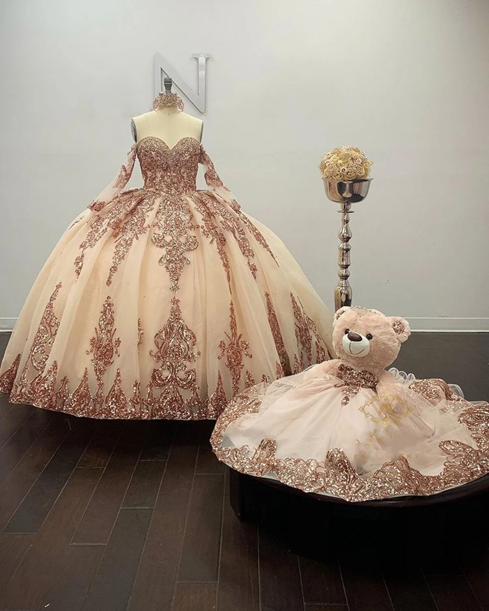 Champagne dresses for quinceanera Clearance