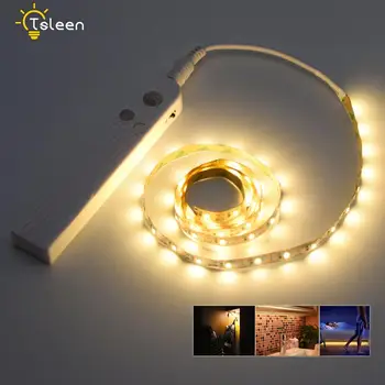 

60leds/m Flexible LED Strip PIR Motion Sensor Activated Lighting Auto Switch DC 5V Night Lamp Light+Batteries Waterproof 2835SMD