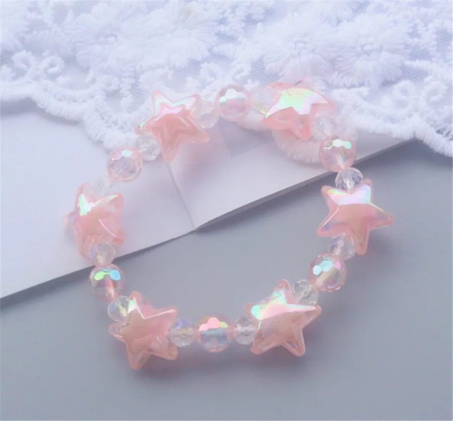 Handmade Lolita Girl Candy Color Start Bracelet Lolita Beads Bracelet Girl Jewelry D393,anime bracelet