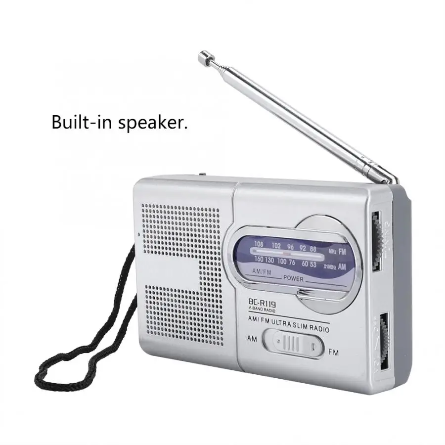 Многофункциональный Мини карманный AM/FM BC-R119 радио Динамик Приемник телескопическая антенна цифровой радиоприемник
