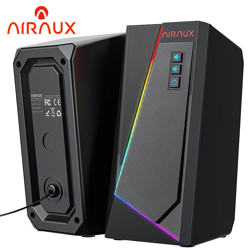 BlitzWolf AIRAUX AA-GCR1 Computer Gamer Speaker 3W RGB Light Heavy Bass 2.0 Channel Stereo 3.5mm Wired Speaker for PC Smartphone