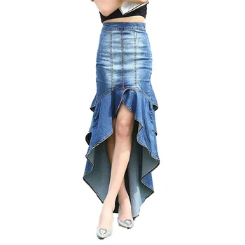

Fashion Mermaid Skirts Woman Denim Skirts Harajuku Bodycon Vestido Plus Size Denim Skirts