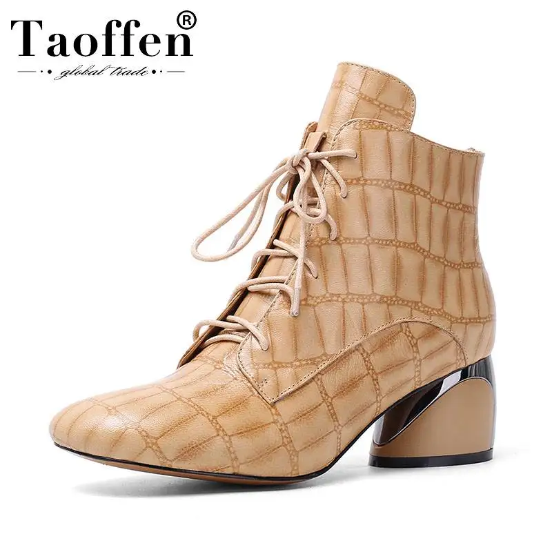 Женские офисные Ботинки Taoffen зимние ботинки из натуральной кожи на