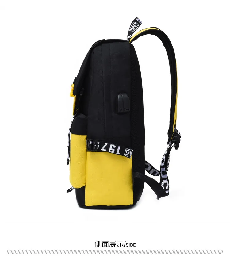 Action Large Pikachu Backpack with USB Charge Line Student Schoolbag Cute Cartoon Pikachu Couple Bags Quality Canvas Bag Gift