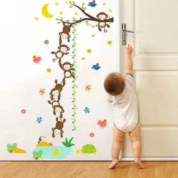

Forest Monkey Fishing Moon Wall Stickers Series for Baby Nursery Room Kindergarten Height Chart Wall Sticker Home Viryl Decals