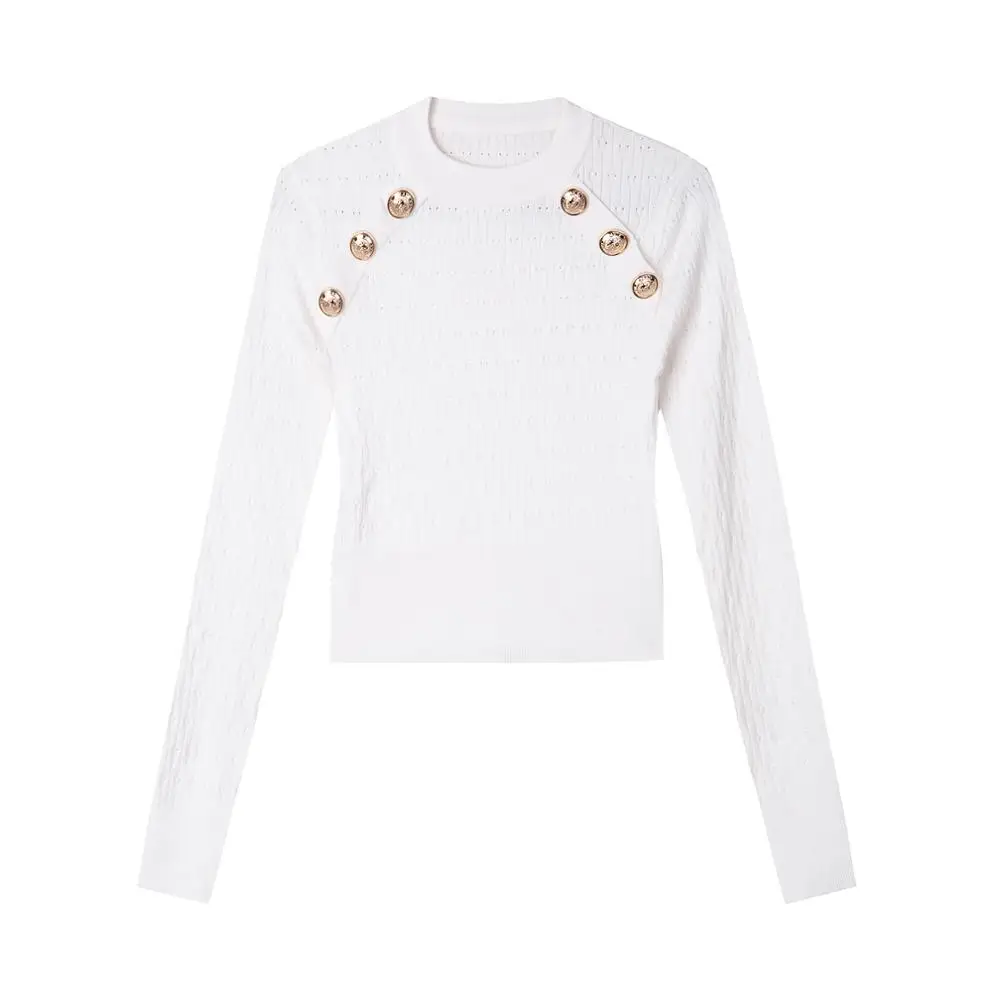 Белый 10.30 Autumn Winter High waist crop sweaters women slim long sleeve short pullover O-neck wool knitted base shirt tops - Цвет: Белый