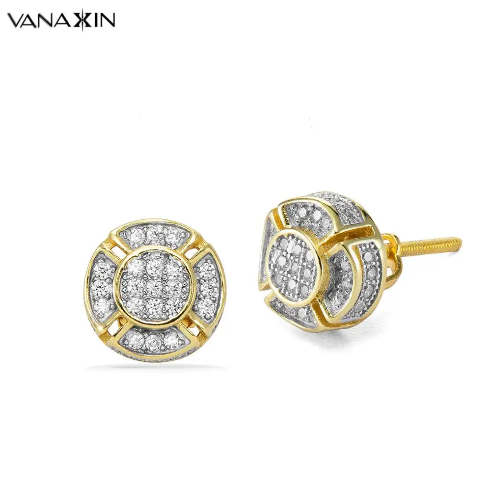 VANAXIN, 925 пробы, серебряные серьги-гвоздики, цветок, цирконы, камни, золото/серебро, две серьги с несколькими тонами для женщин, девушек, леди, подвески