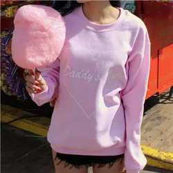 Daddys девушка сердце любовь печати Crewneck Толстовка женская уличная Розовая Толстовка Kawaii Милая хлопковая Женская Осенняя верхняя одежда с