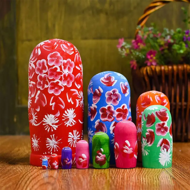 10 Layers / Set Matryoshka Wooden Russian Nesting Doll Desktop DecorChildren Christmas Gifts nesting dolls