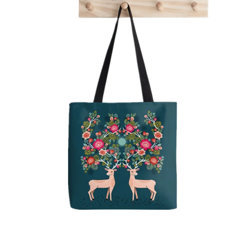 2021 Shopper Doe a Deer Printed Tote Bag women Harajuku shopper Funny handbag girl Shoulder shopping  Lady Canvas Bag