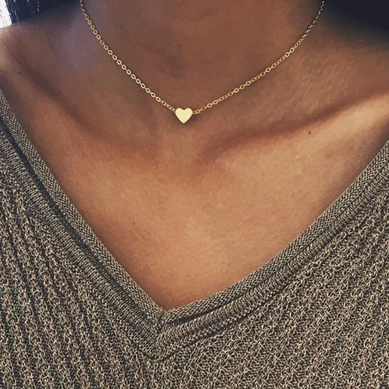 Женское Ожерелье из нержавеющей стали, Дамское золотое ожерелье, изящная подвеска в виде сердца, Дамская цепочка из нержавеющей стали, ожерелье, ювелирное изделие