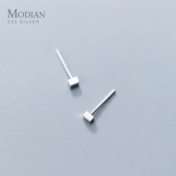 

Modian Simple Prevent Allergy Tiny Rectangle Charm Earring Fashion 925 Sterling Silver Scrub Stud Earrings For Women Jewelry