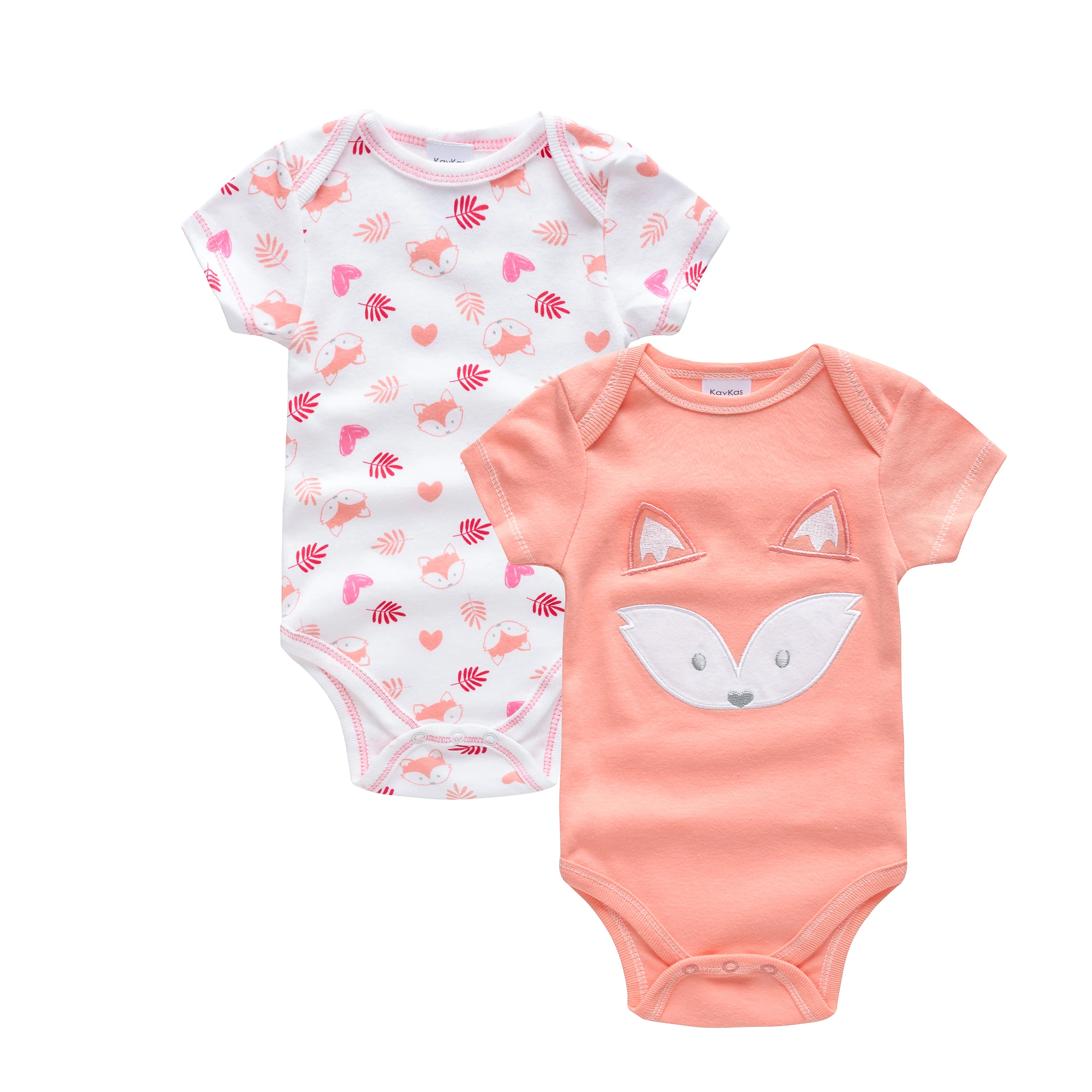 

China Brand Retail Honeyzone Baby Girl Rompers 100% Cotton 2020 Hot Sale Fox Print Short Sleeve Newborn Baby Jumpsuit Onesie