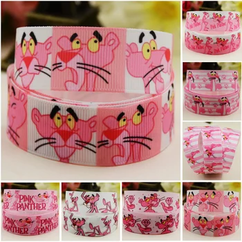 

7/8'' 22mm,1" 25mm,1-1/2" 38mm,3" 75mm Pink Panther Cartoon Character printed Grosgrain Ribbon party decoration 10 Yards Mul100