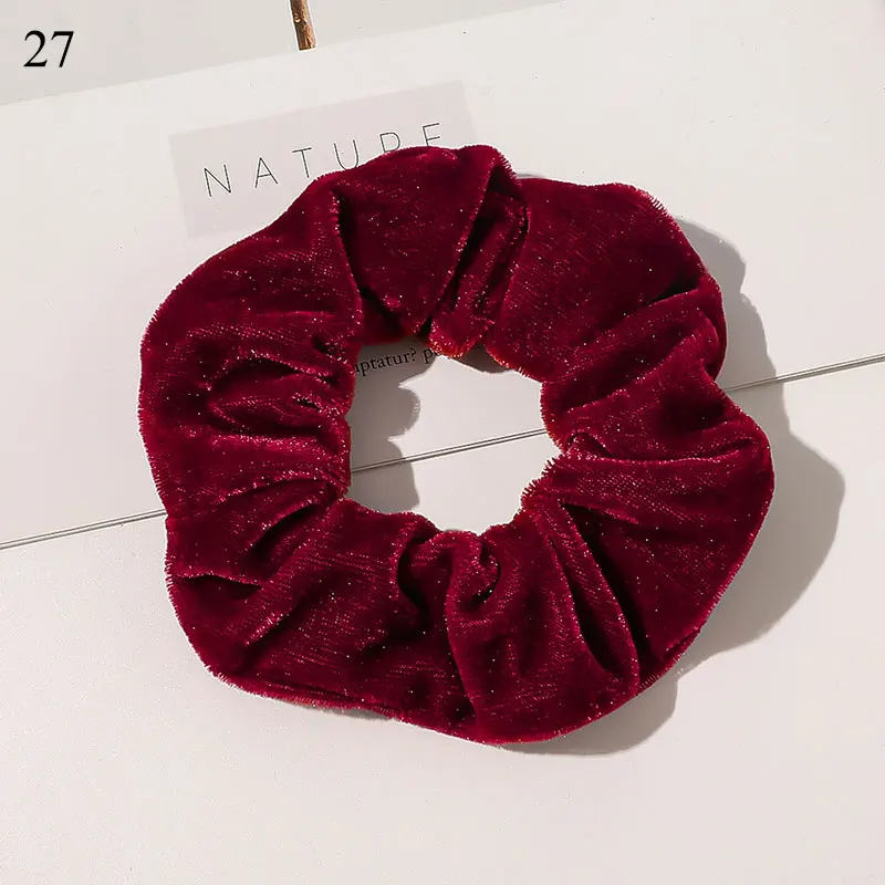 Winter Shiny Velvet Scrunchies Candy Color Soft Girls Hair Rope Hair Accessories Rubber Band Elastic Hair Bands Ponytail Holder mini hair clips Hair Accessories