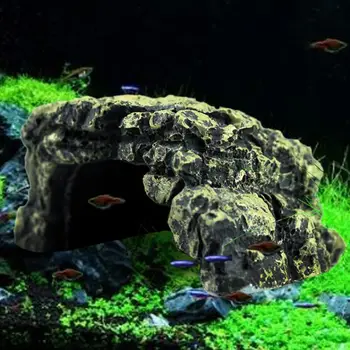 

Hiding Cave Aquarium Fish Tank Landscaping Decoration Vintage Home Resin Hideaway Shrimp Breeding Shelter Multiple Holes