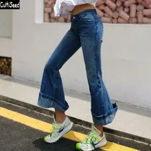 Осенние новые джинсы с низкой талией брюки женские модные узкие джинсы расклешенные брюки женские офисные длинные джинсы