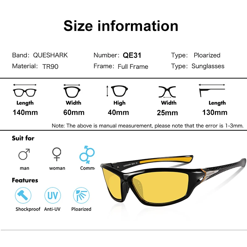 QUESHARK Women Men HD Polarized Fishing Sunglasses Sports MTB Bicycle Eyewear Riding Road Bike Cycling Glasses polarized sunglasses fishing sunglasses
