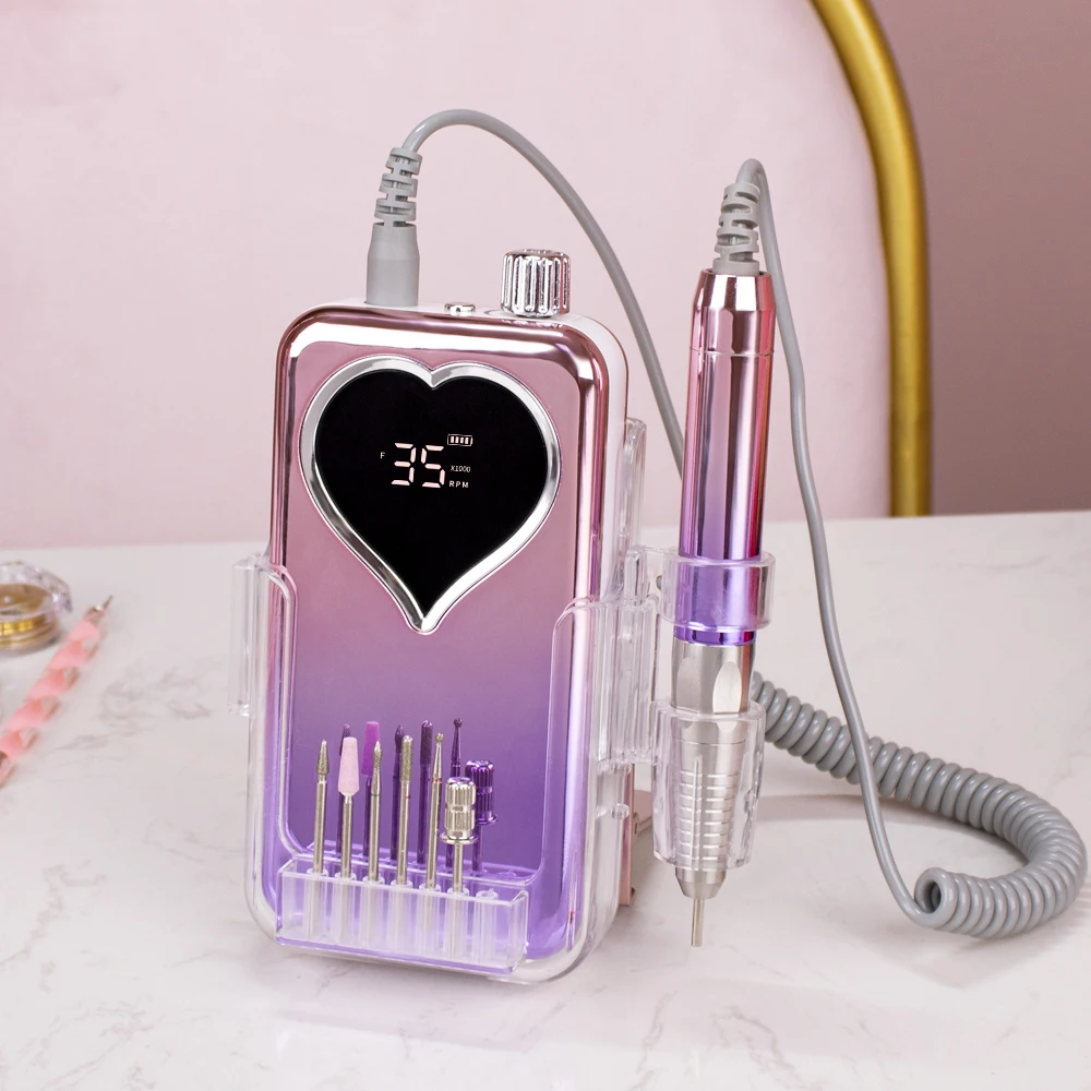 Professional 35000RPM Brushless Portable Rechargeable Cordless Desktop E File Manicure Pedicure Electric Nail Drill Machine 3