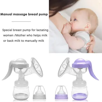 

Manual Breast Milking Pump Powerful Nipple Suction Sucker with Feeding Bottle Classic Colors and Simple Durable Design