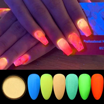 

1 Box Neon Pigment Powder Fluorescence Nail Glitter Summer Shinny Dust Ombre DIY Gel 3D Nail Art Decorations