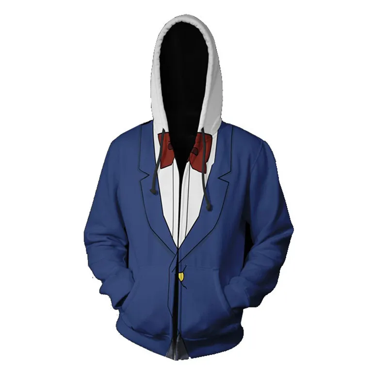 

Men Boys Anime Detective Conan Cosplay Hoodie Zipper Hooded Sweatshirts Fashion Conan Clothes Jackets Tops Uniforms