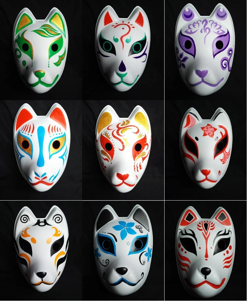 1 шт. ручная роспись лица лисы японская маска косплей Рождество маскарадный