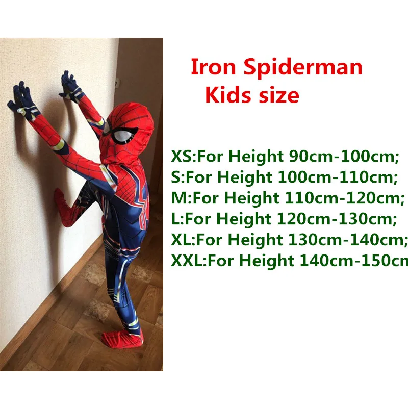 Iron kids 24 часа корабль Дети Мальчики Железный костюм Человека-паука Хэллоуин День рождения костюм Человек-паук удивительный 3D Взрослый зентай комбинезон - Цвет: Iron kids