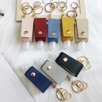 

Disinfect Hand Sanitizer Leather Keychain Holder Travel Bottle Refillable Containers 30ml Reusable Bottles With Keychain Carrier