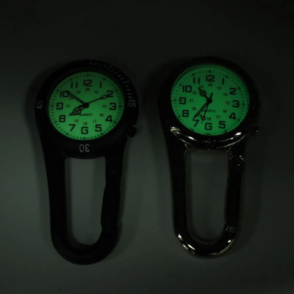 Beautiful BlackSilver Clip on Carabiner Luminous Face FOB Watch for Doctors Nurses Paramedics Chefs #4S19 (4)