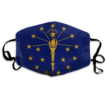 

Flag Of Indiana State Washable Reusable Mask, Cotton Anti Dust Half Face Mouth Mask For Kids Teens Men Women With Adjustable