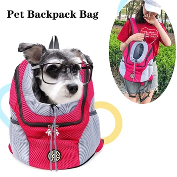 

Double Shoulder Pet Dog Backpack Portable Travel Backpack Outdoor Pet Dog Carrier Bag Pet Dog Front Bag Mesh Backpack Head S -XL