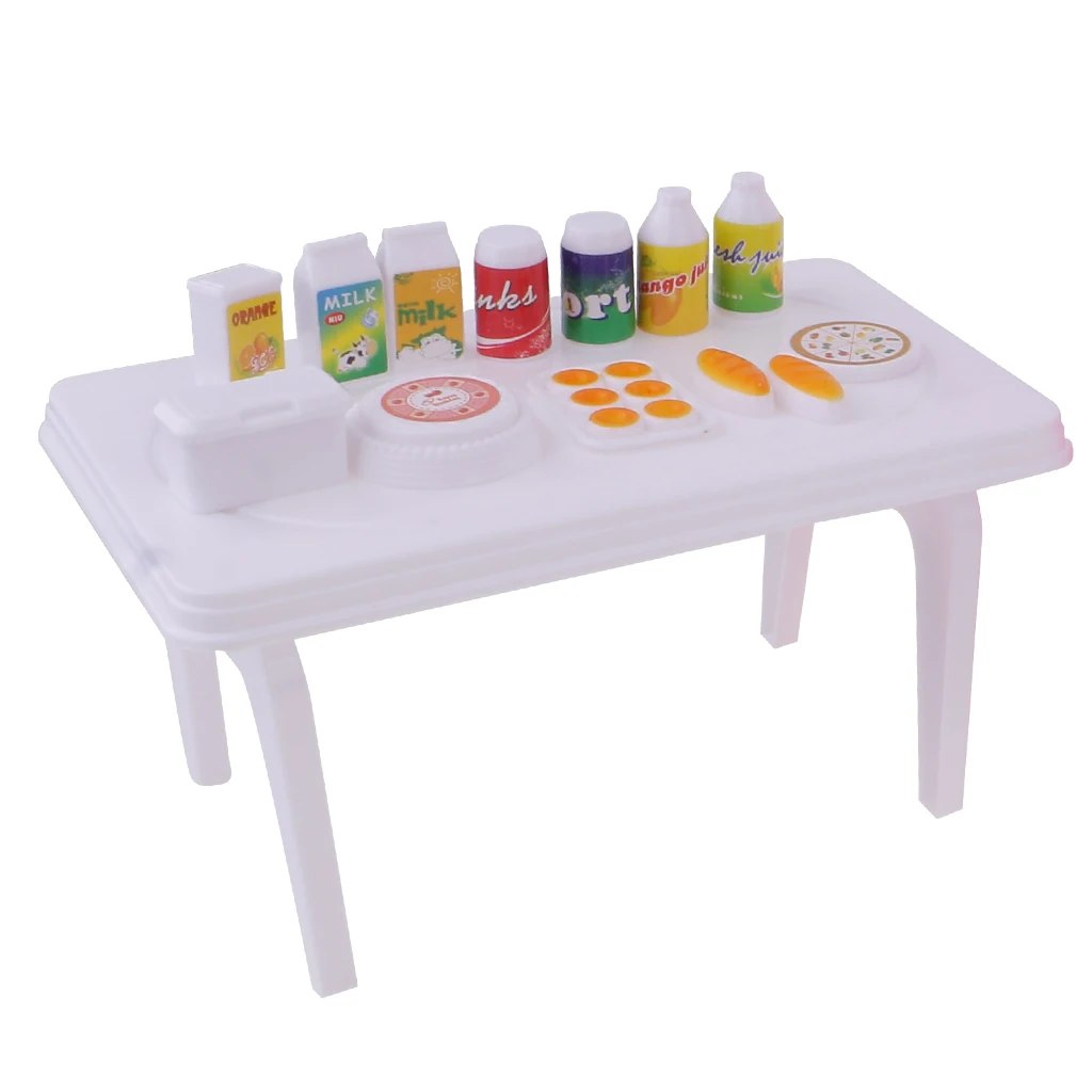 29Pcs Kitchen Refrigerator Cooking Bench Food Drinks Milk Juice Bread Spatula Kitchenware Set For 1/6  Blythe Dolls Accessories