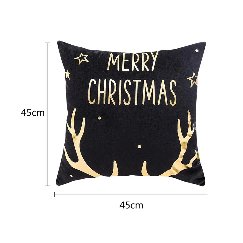 H 45x45cm Merry Christmas Pillow Cover Christmas Decorations for Home Cotton Linen Cushion New Year Party Navidad Xmas Gift - Цвет: H