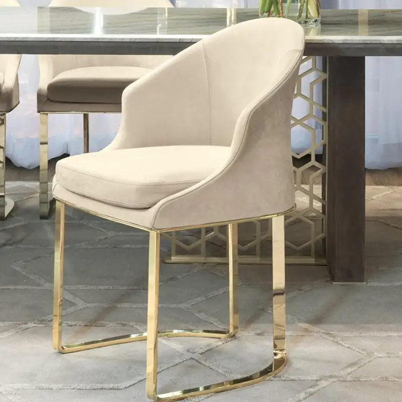 Modern Light Luxury Stainless Steel Dining Chair Nordic Hotel Chairs American Leisure Chair Gold-plated Negotiation GM