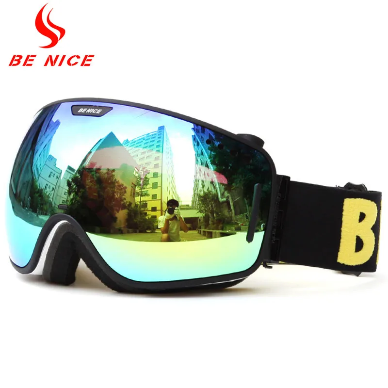 Benice Uv400 противотуманные лыжные очки двухслойные взрослые линзы для сноуборда
