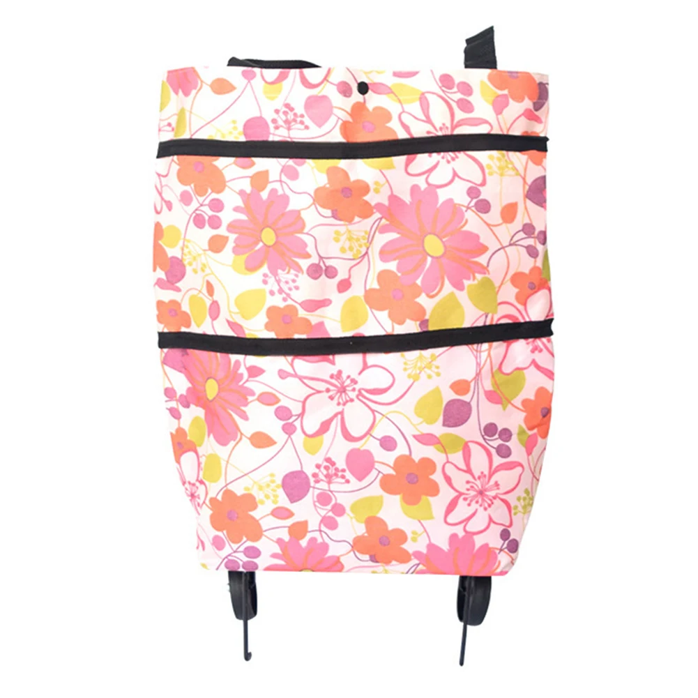 

Folding Portable On Wheels Food Organizer Fashion Eco-friendly Home Large Capacity Shopping Bag Groceries Reusable Cart
