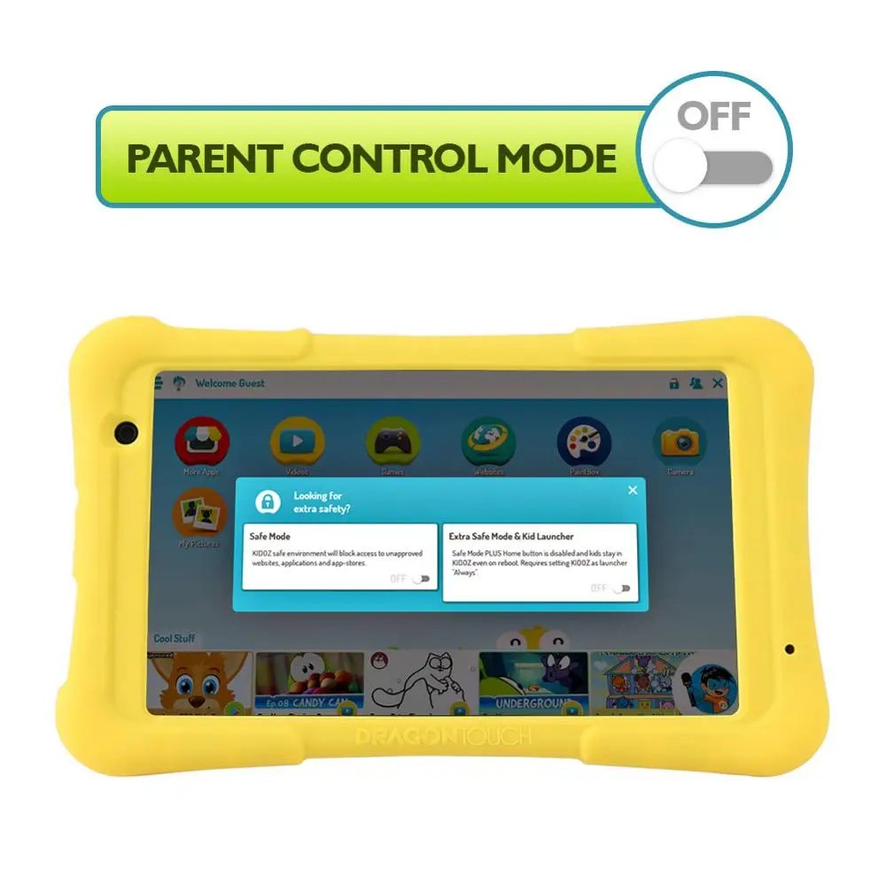 Детский планшет Dragon Touch Y80 8 дюймов HD дисплей 2 в 1 Android для детей Гб ОЗУ 16 ГБ