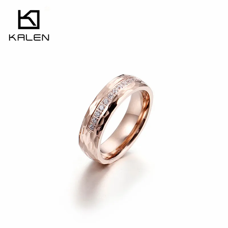 rose gold round Кольца для влюбленных, нержавеющая сталь, розовое золото, 6 мм, круглые романтичные свадебные кольца, высокое качество, кольца с кубическим цирконием, ювелирные изделия - Цвет основного камня: rose gold round