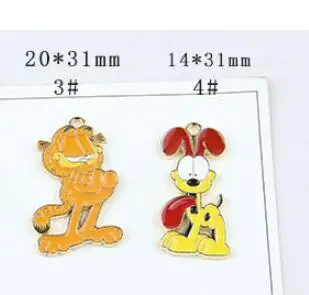 

New 200pcs Cartoon Garfield cats and dogs cute DIY Key chain Metal Charm Pendants Jewelry Making DIY gifts