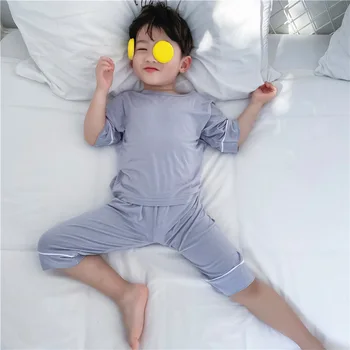 

Summer Children's Modal Tracksuit Set Strips Short Sleeve boys Pajama Sets Children Baby Air Conditioning Suit Temperatures
