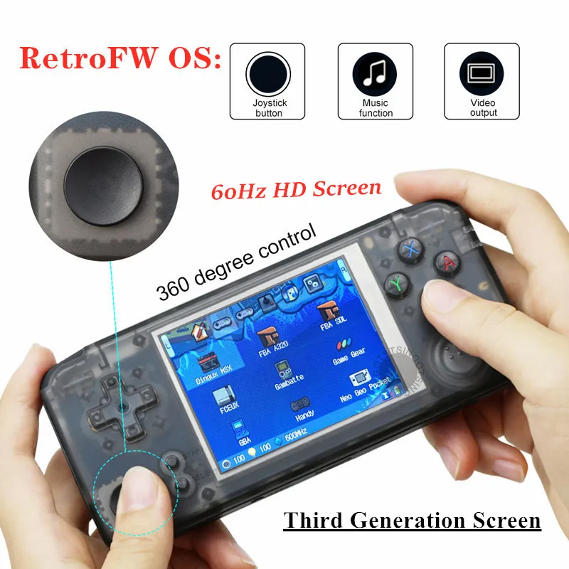 Обновленная RS97 Plus 60 Гц 3,0 дюймов Двойная система Ретро игровая консоль RetroFW OS портативный игровой плеер игры эмуляторы внутри