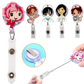 

Retractable Reel Badge Holder Document Holder Badge Buckle Convenient Office Stationery ID Universal Cute Kids Exhibiton School
