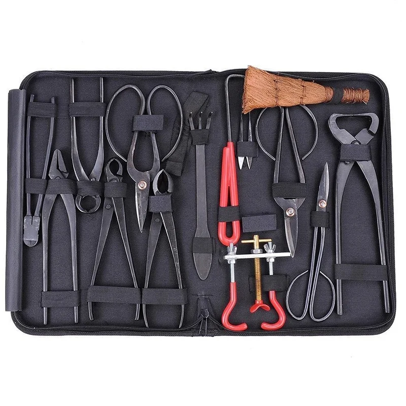 

14Pcs Alloy Shear Garden Bonsai Pruning Tool Extensive Cutter Scissors Kit with Nylon Case for Home Garden Yard