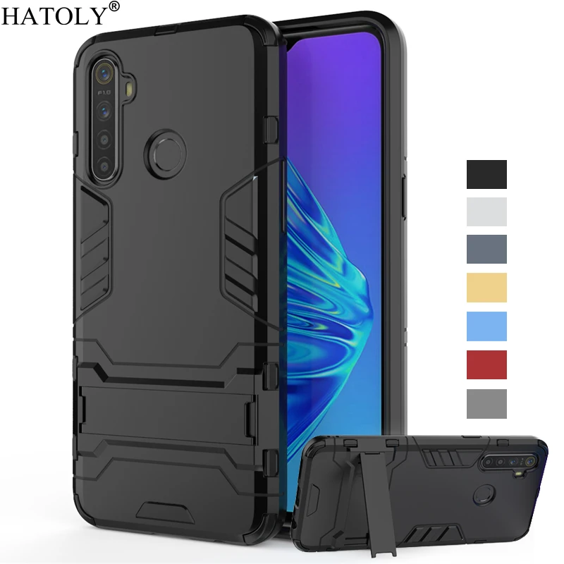 Realme 5 Case Cover For OPPO Realme 5 Silicone Shockproof Bumper Hard PC Armor Stand Cover For OPPO Realme 5 Phone Case Realme 5