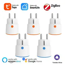 

Smart Plug Socket Tuya Zigbee 3.0 Plug 16A EU Outlet Socket With Power Energy Monitor Works With Alice Alexa Google Assistant