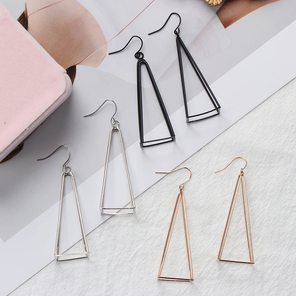 Минималистичные серьги в стиле панк для женщин геометрические 3D треугольные