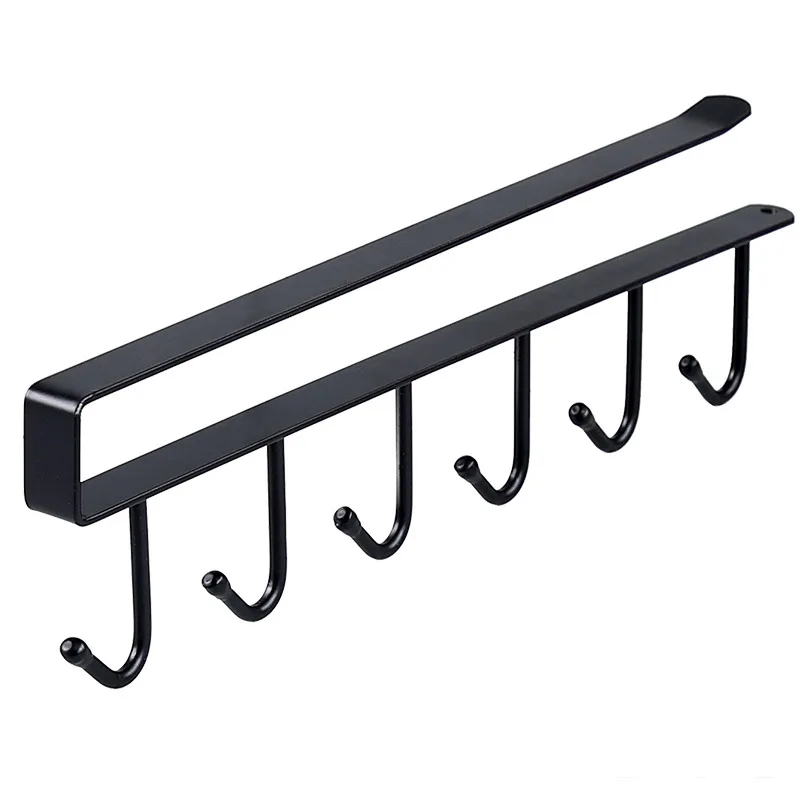 6 Hooks for kitchen Cupboard Hanging Hooks Cup Holder Closet Shelf for Hanging Spoon Towel gadgets Wardrobe hooks belt tie cabinet organizer shelves wall mounted organizer